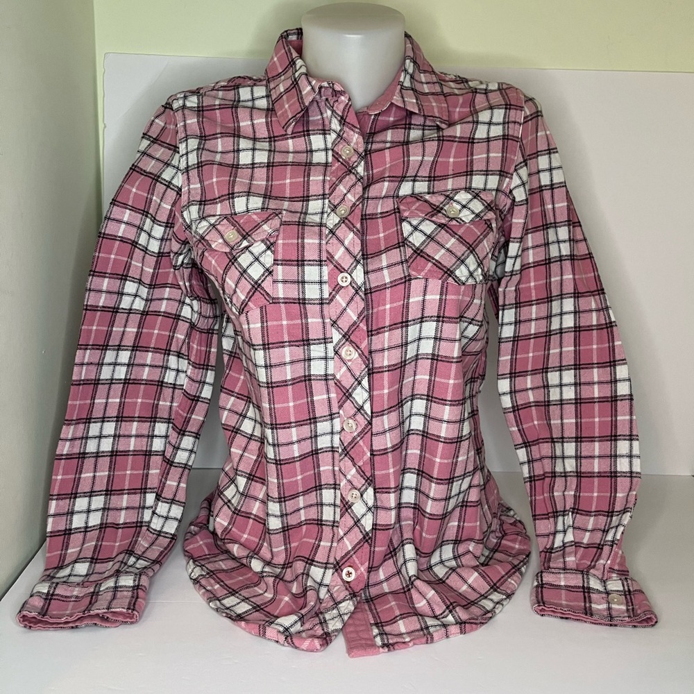 Weatherproof Pink White Plaid Button-Down Shirt